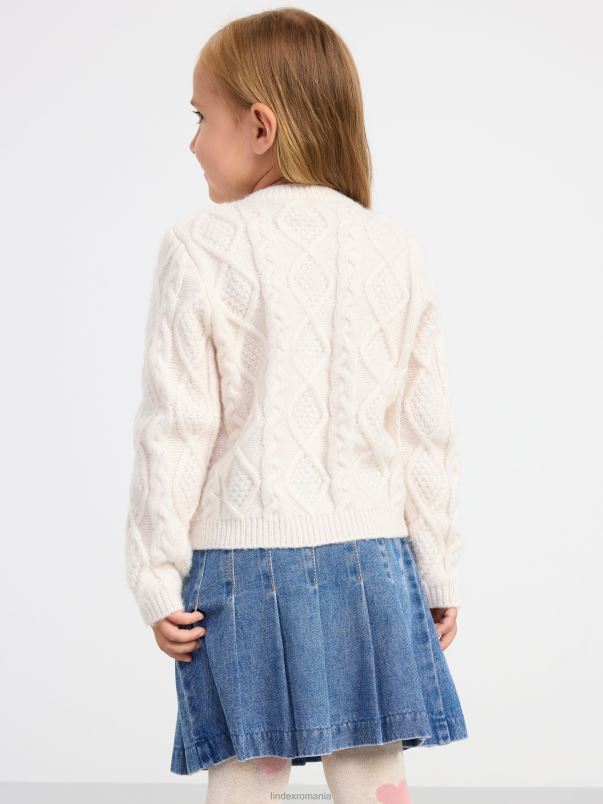 îmbrăcăminte VHZ2F3426 tricot cablu cardigan copii bej deschis Lindex