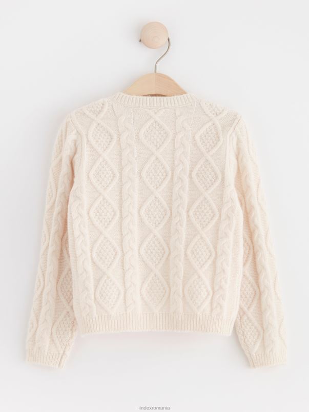 îmbrăcăminte VHZ2F3426 tricot cablu cardigan copii bej deschis Lindex