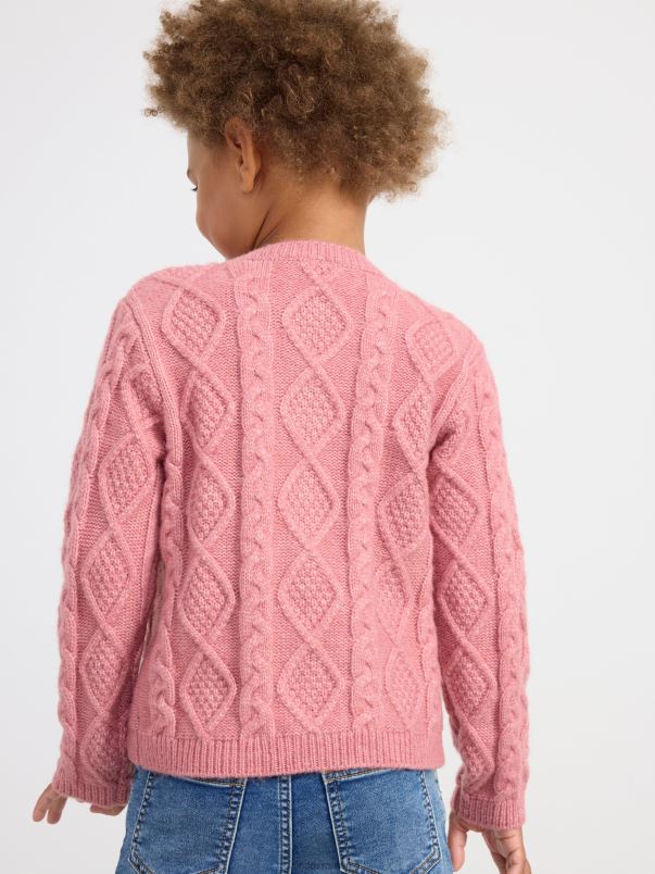 îmbrăcăminte VHZ2F3436 tricot cablu cardigan copii roz praf Lindex