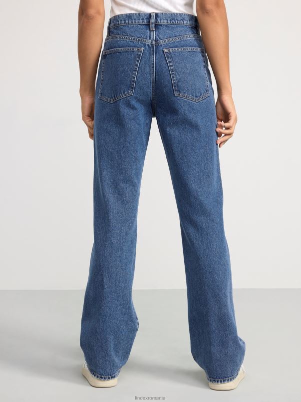 îmbrăcăminte VHZ2F591 Blugi drepti Franka cu talie înaltă, cu picior extra lung femei albastru denim Lindex