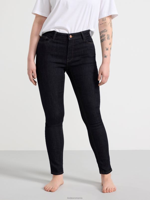 îmbrăcăminte VHZ2F605 blugi tova albastru închis slim fit femei denim închis la culoare Lindex