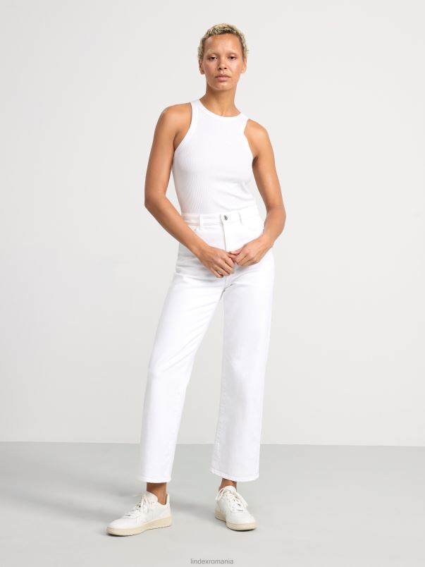 îmbrăcăminte VHZ2F621 blugi hanna largi cu talie înaltă cu picior decupat femei alb Lindex