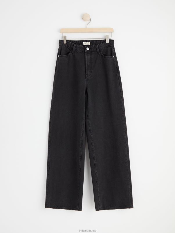 îmbrăcăminte VHZ2F622 blugi jackie cu talie înaltă extra largi femei negru Lindex