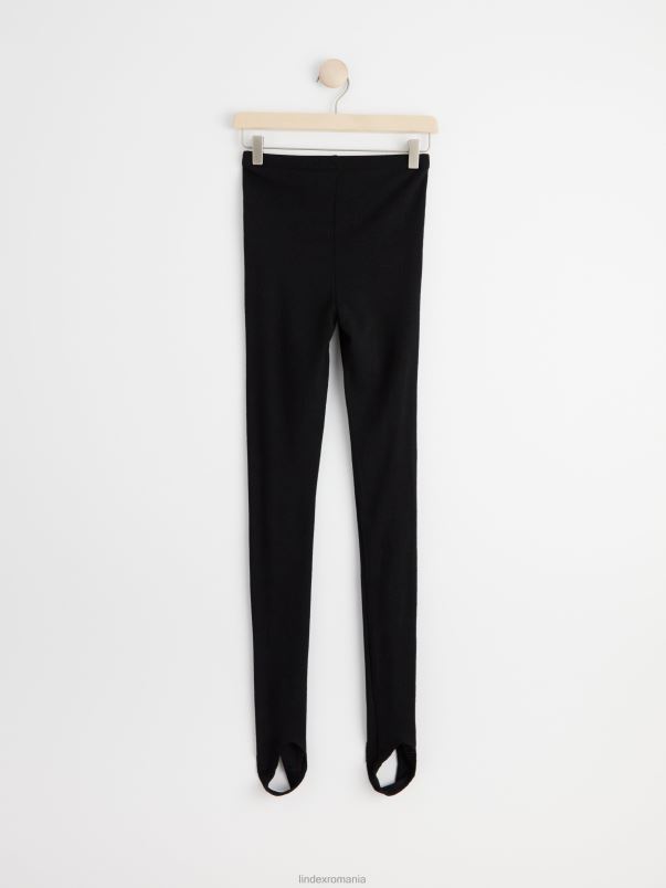 îmbrăcăminte VHZ2F1316 jambiere din lână merinos cu nervuri cu etrieri femei negru Lindex