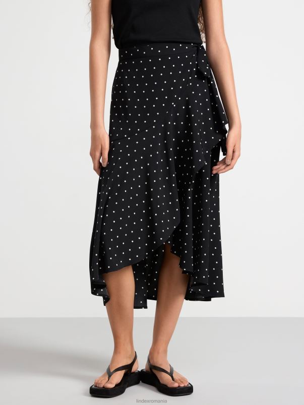 îmbrăcăminte VHZ2F656 fustă midi înfășurată femei negru Lindex