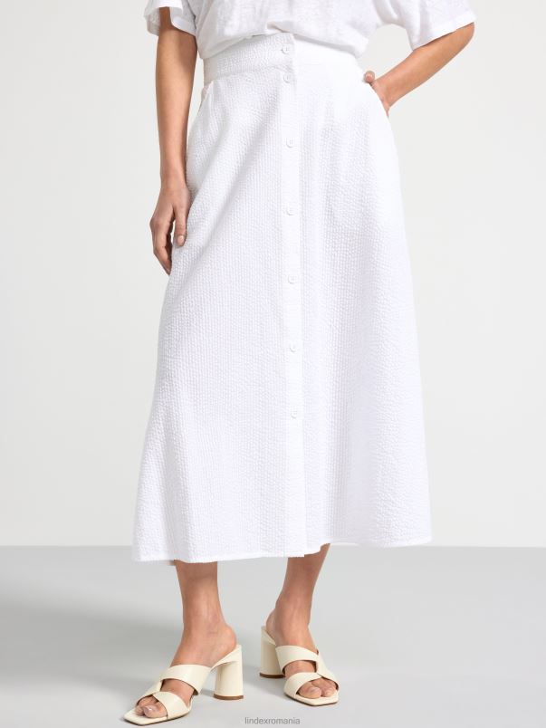 îmbrăcăminte VHZ2F682 fusta midi seersucker femei alb Lindex