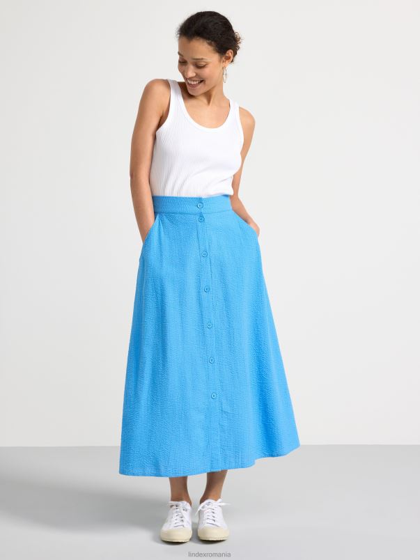îmbrăcăminte VHZ2F689 fusta midi seersucker femei albastru deschis praf Lindex