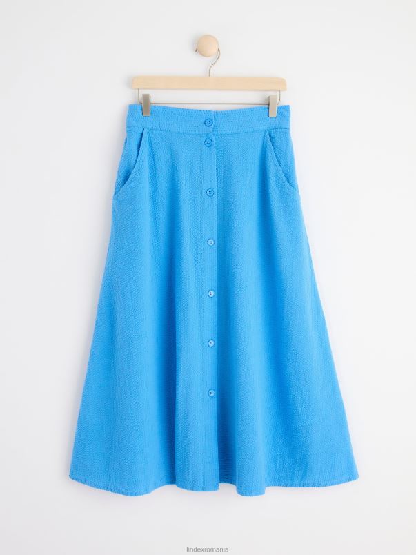 îmbrăcăminte VHZ2F689 fusta midi seersucker femei albastru deschis praf Lindex