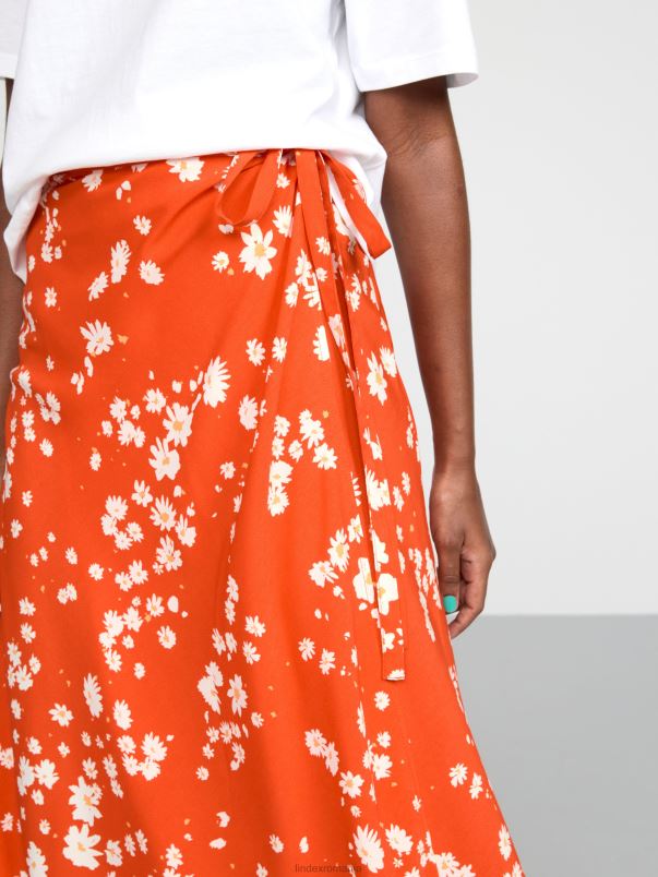 îmbrăcăminte VHZ2F698 fustă midi înfășurată femei portocale Lindex