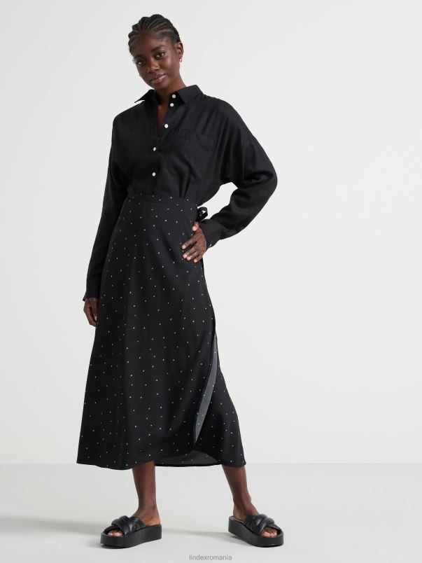 îmbrăcăminte VHZ2F703 fustă midi înfășurată femei negru Lindex