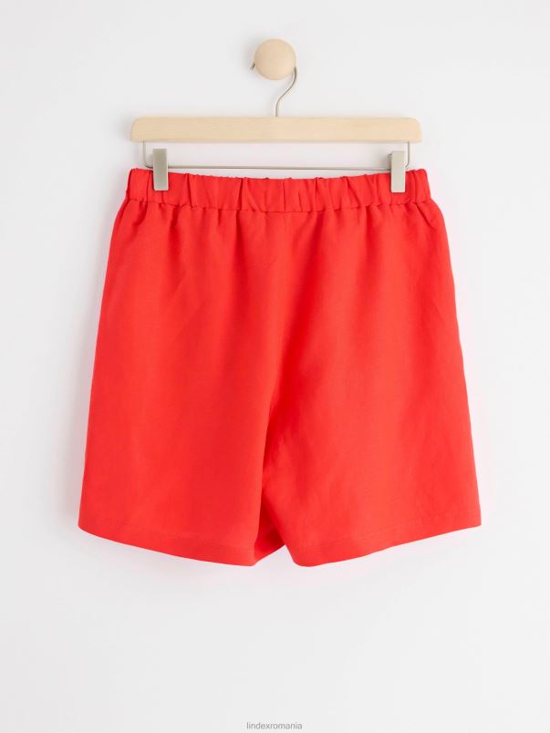îmbrăcăminte VHZ2F1235 pantaloni scurți din amestec de in femei roșu puternic Lindex