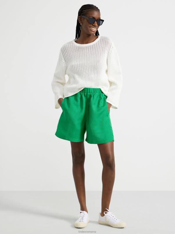 îmbrăcăminte VHZ2F1248 pantaloni scurți din amestec de in femei verde Lindex