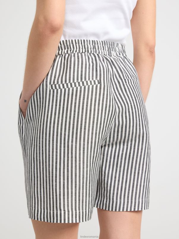 îmbrăcăminte VHZ2F1257 pantaloni scurți din amestec de in femei aproape alb Lindex