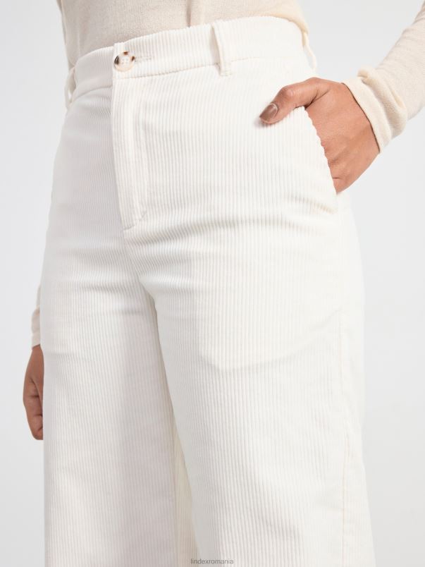 îmbrăcăminte VHZ2F489 pantaloni din catifea cu picioare late femei alb deschis Lindex