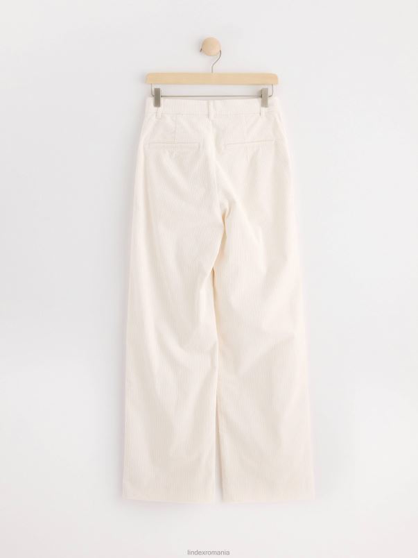 îmbrăcăminte VHZ2F489 pantaloni din catifea cu picioare late femei alb deschis Lindex