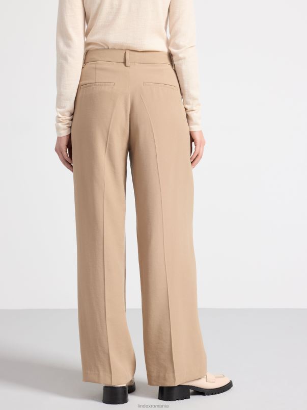 îmbrăcăminte VHZ2F500 pantaloni drepti cu talie normală femei maro deschis praf Lindex