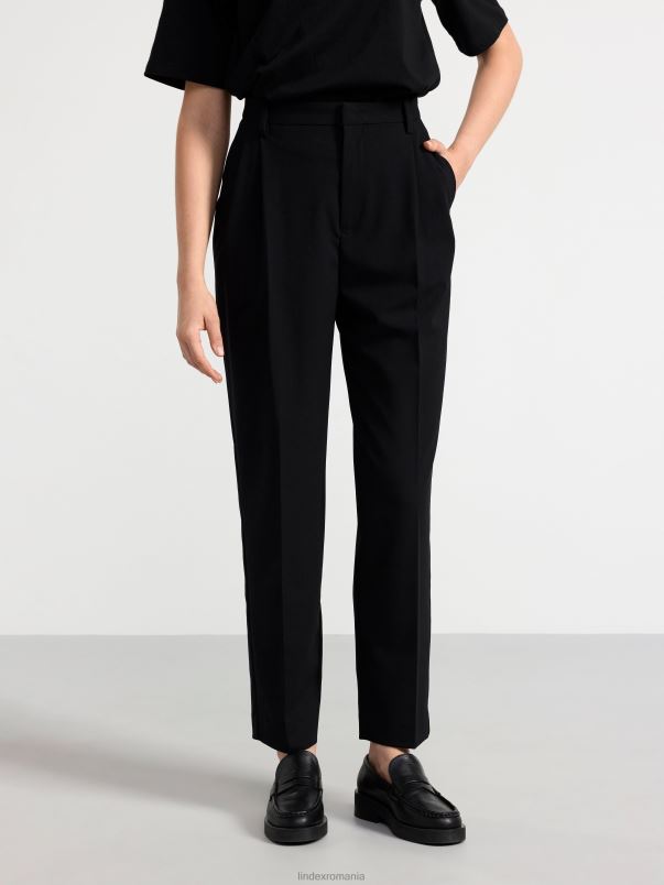 îmbrăcăminte VHZ2F515 pantaloni conici tyra cu talie înaltă femei negru Lindex