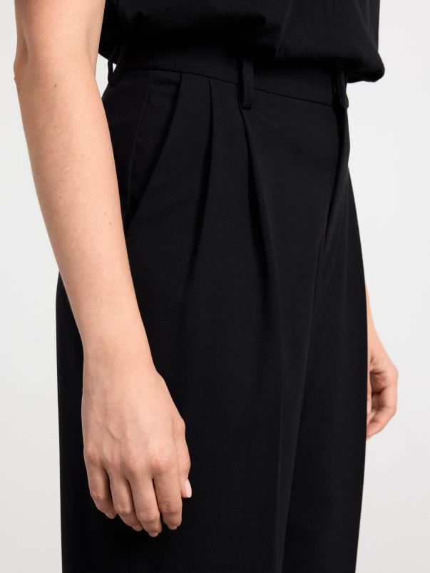 îmbrăcăminte VHZ2F515 pantaloni conici tyra cu talie înaltă femei negru Lindex