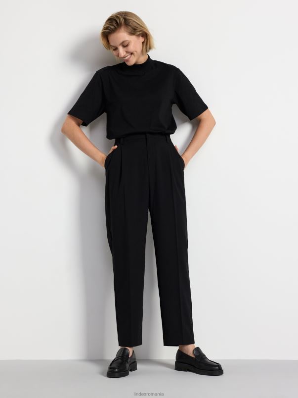 îmbrăcăminte VHZ2F515 pantaloni conici tyra cu talie înaltă femei negru Lindex