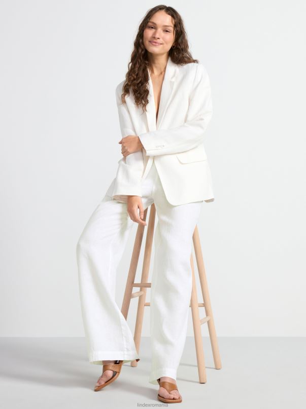 îmbrăcăminte VHZ2F530 pantaloni drepti de in bella femei alb Lindex