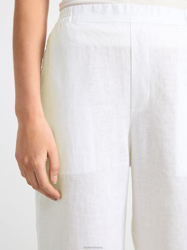 îmbrăcăminte VHZ2F530 pantaloni drepti de in bella femei alb Lindex