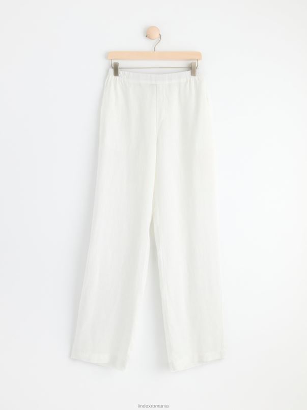 îmbrăcăminte VHZ2F530 pantaloni drepti de in bella femei alb Lindex