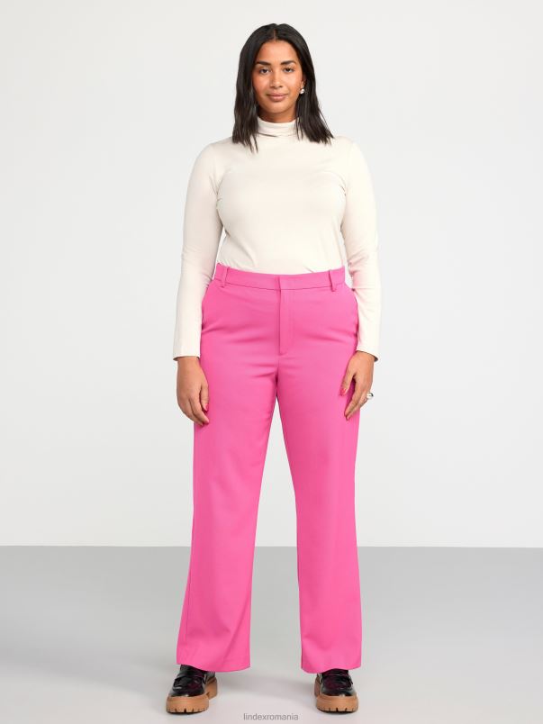 îmbrăcăminte VHZ2F541 pantaloni drepti cu talie normală femei roz Lindex