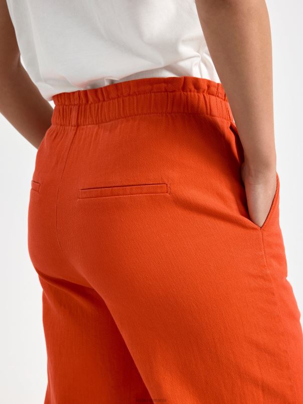 îmbrăcăminte VHZ2F548 pantaloni drepti din twill decupat bella femei roșu Lindex