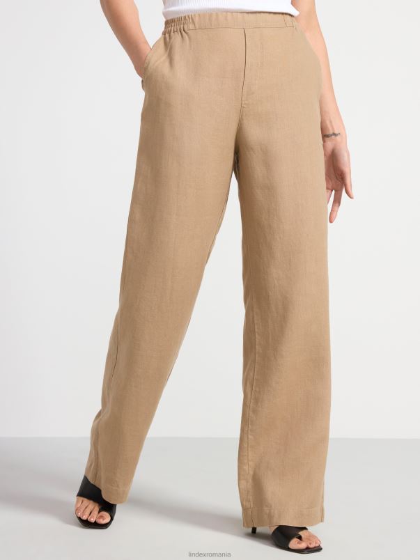 îmbrăcăminte VHZ2F549 pantaloni drepti de in bella femei kaki Lindex