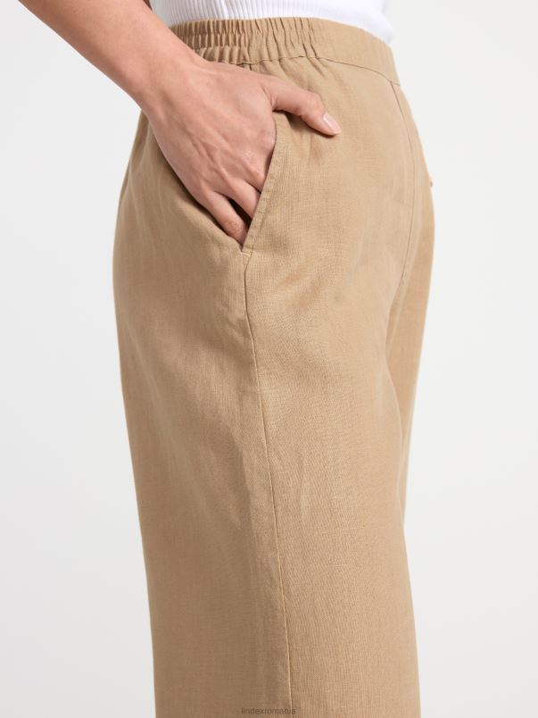 îmbrăcăminte VHZ2F549 pantaloni drepti de in bella femei kaki Lindex