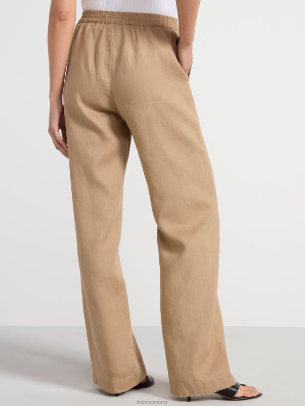 îmbrăcăminte VHZ2F549 pantaloni drepti de in bella femei kaki Lindex