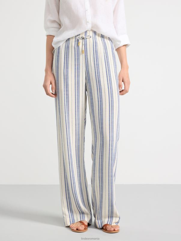 îmbrăcăminte VHZ2F552 pantaloni drepti cu dungi bella femei aproape alb Lindex