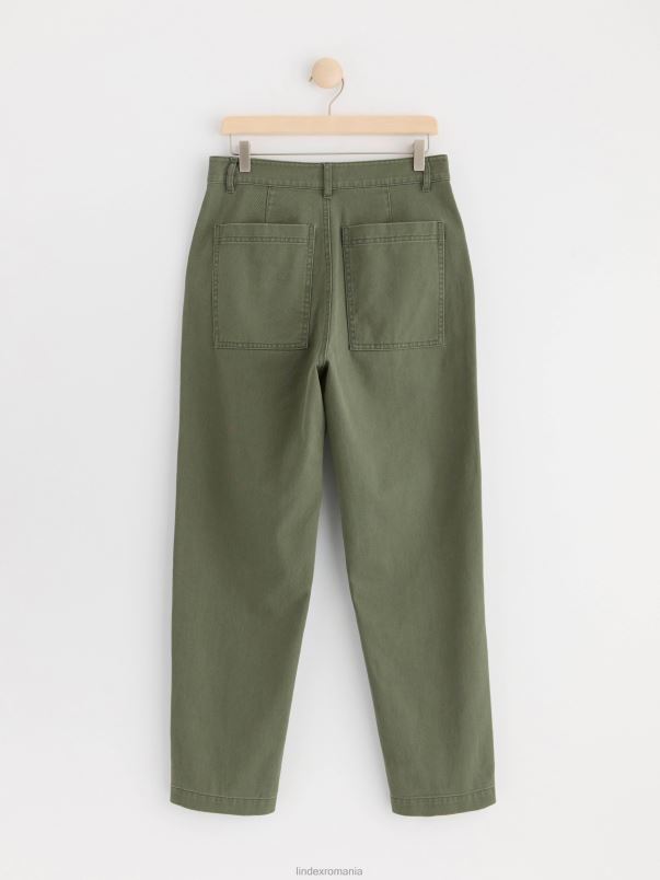 îmbrăcăminte VHZ2F557 pantaloni conici cu buzunare mari femei verde Lindex