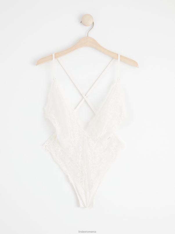 îmbrăcăminte VHZ2F2394 corp din dantelă cu decolteu în V femei alb deschis Lindex