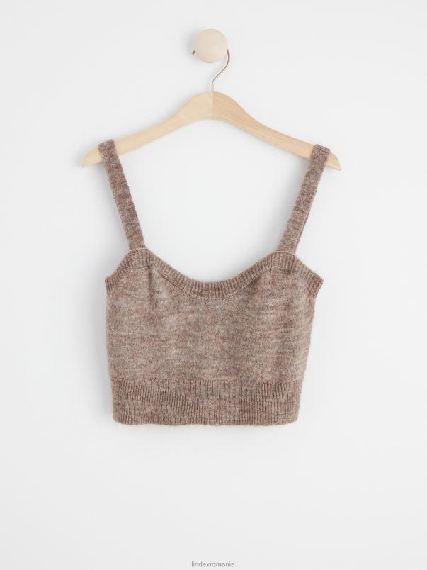 îmbrăcăminte VHZ2F2400 top fără mâneci din amestec de lână femei melange maro Lindex