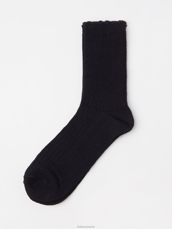 îmbrăcăminte VHZ2F2170 șosete pointelle din amestec de lână merinos femei negru Lindex