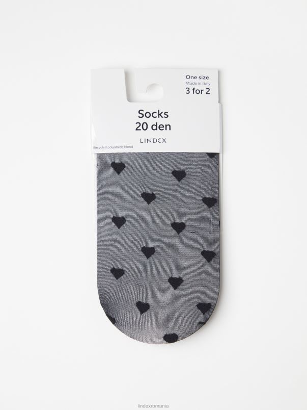 îmbrăcăminte VHZ2F2197 Șosete de 20 de denari cu inimioare femei negru Lindex