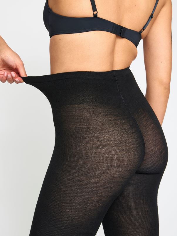 îmbrăcăminte VHZ2F2312 colanti din lana merinos femei negru Lindex