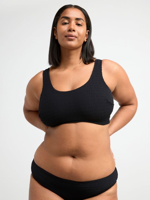 îmbrăcăminte VHZ2F1222 Top de bikini necăptusit cu ceașcă plină, cu textură șifonată femei negru Lindex