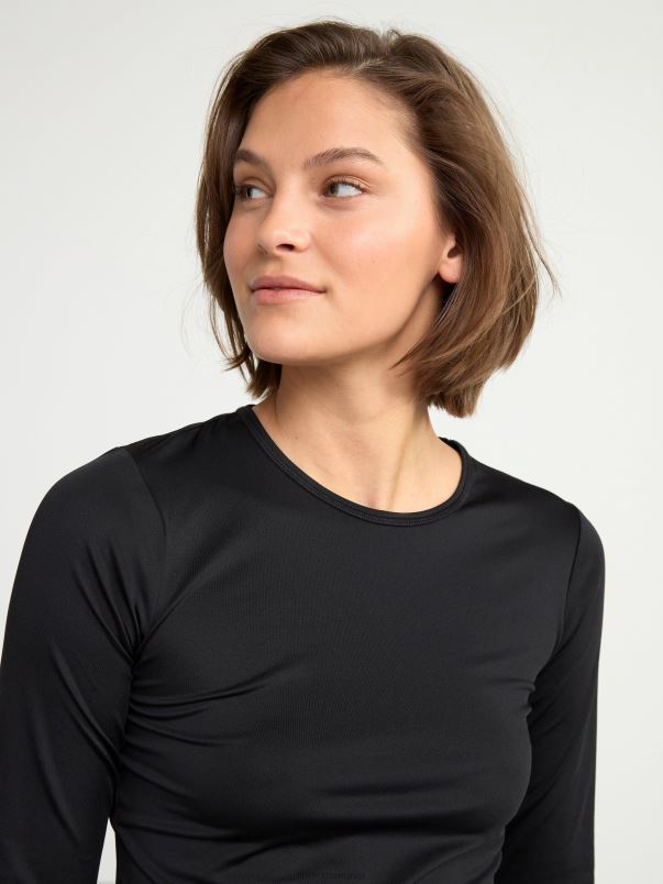 îmbrăcăminte VHZ2F1279 top sport cu mânecă lungă decupată femei negru Lindex