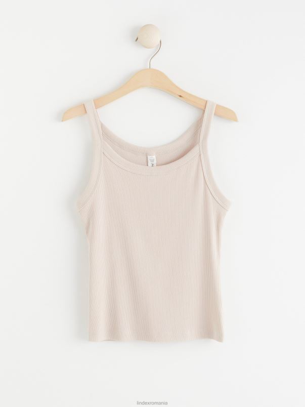 îmbrăcăminte VHZ2F2069 maiou cu pijama cu nervuri femei bej deschis Lindex