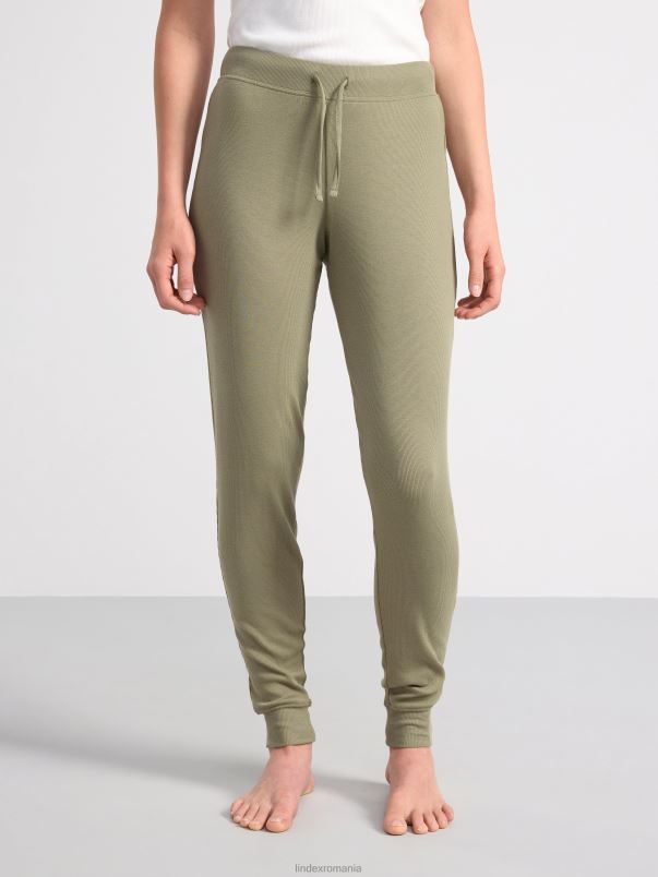 îmbrăcăminte VHZ2F2074 pantaloni de pijama cu nervuri femei kaki Lindex