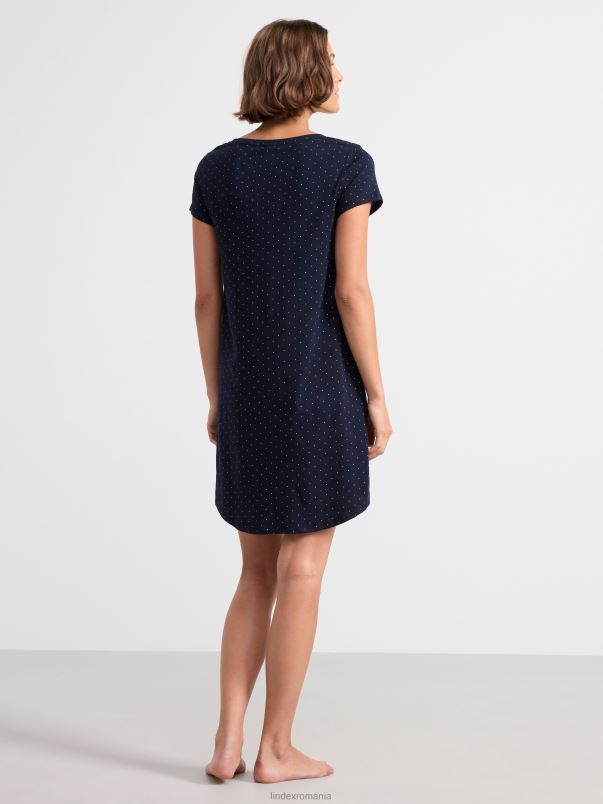 îmbrăcăminte VHZ2F2091 rochie de noapte cu buline femei albastru inchis Lindex