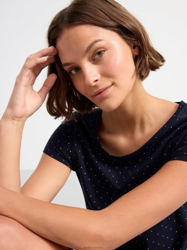 îmbrăcăminte VHZ2F2091 rochie de noapte cu buline femei albastru inchis Lindex