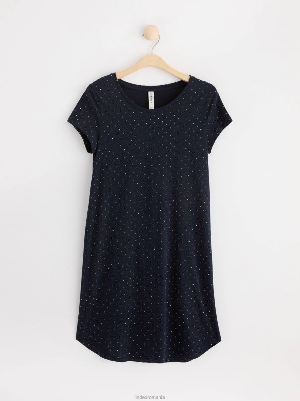 îmbrăcăminte VHZ2F2091 rochie de noapte cu buline femei albastru inchis Lindex