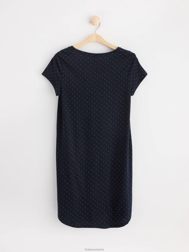 îmbrăcăminte VHZ2F2091 rochie de noapte cu buline femei albastru inchis Lindex