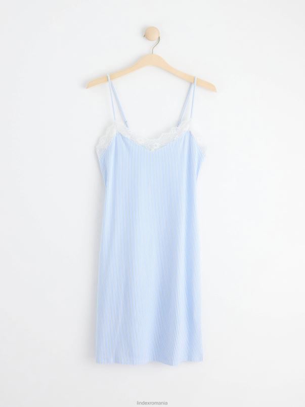 îmbrăcăminte VHZ2F2107 slip de noapte cu dantelă și dungi femei albastru deschis Lindex