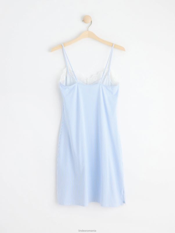 îmbrăcăminte VHZ2F2107 slip de noapte cu dantelă și dungi femei albastru deschis Lindex