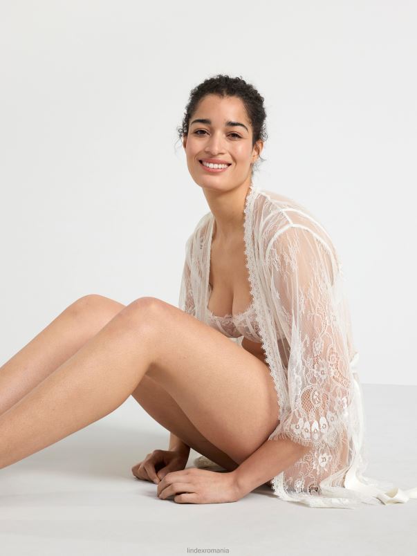 îmbrăcăminte VHZ2F2124 kimono scurt din dantelă femei alb deschis Lindex