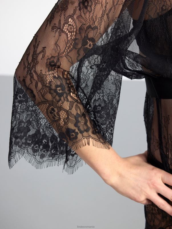 îmbrăcăminte VHZ2F2149 kimono scurt din dantelă femei negru Lindex
